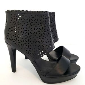 Black Laser Cut Stiletto Heel Shoes Size  6